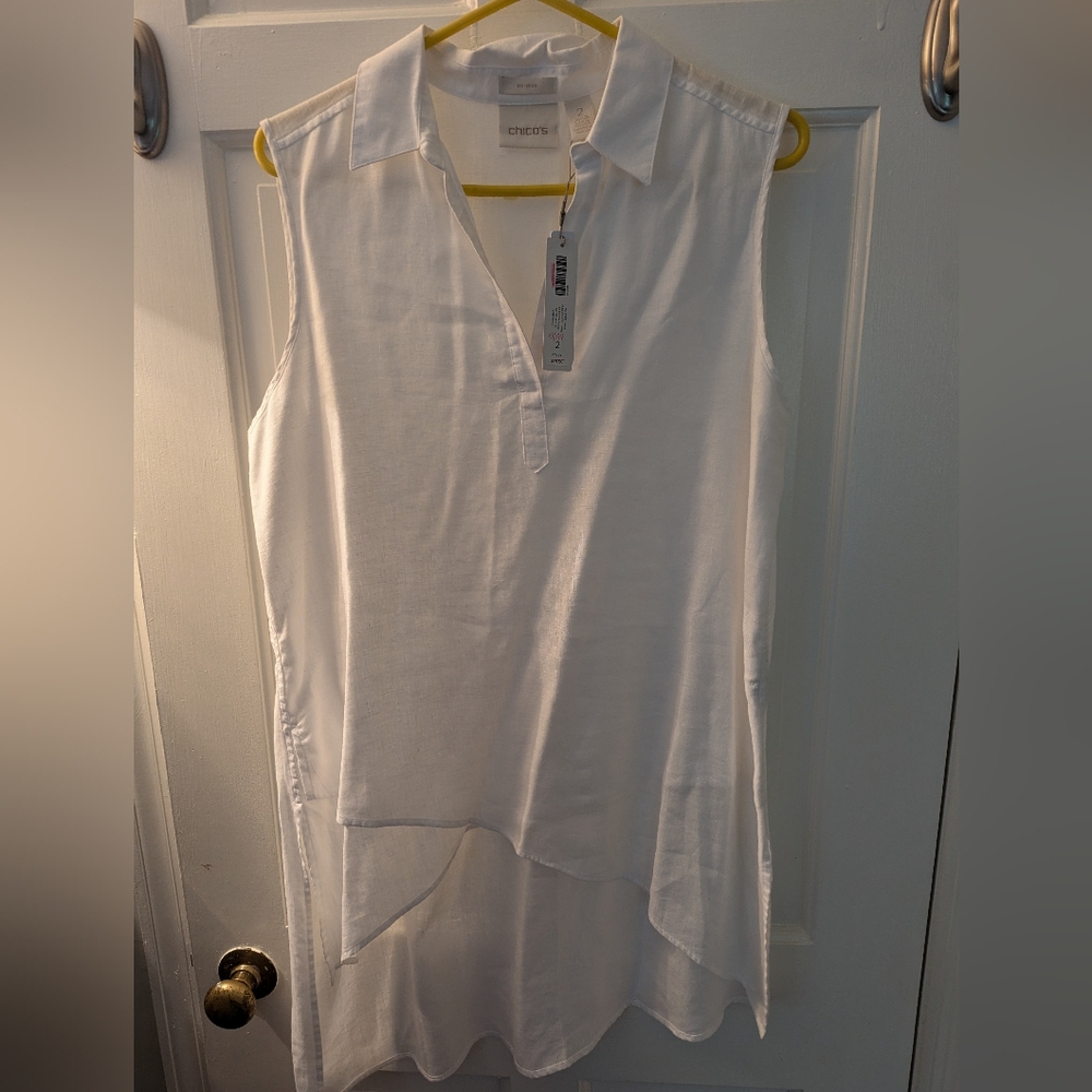 Chico's no-iron linen tunic white size 2